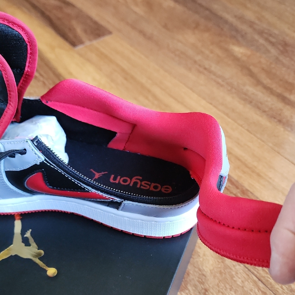 NIKE Air JORDAN Low FLYEASE Zipper Gray, Black & Red Sneakers NEW IN BOX - Picture 9 of 12
